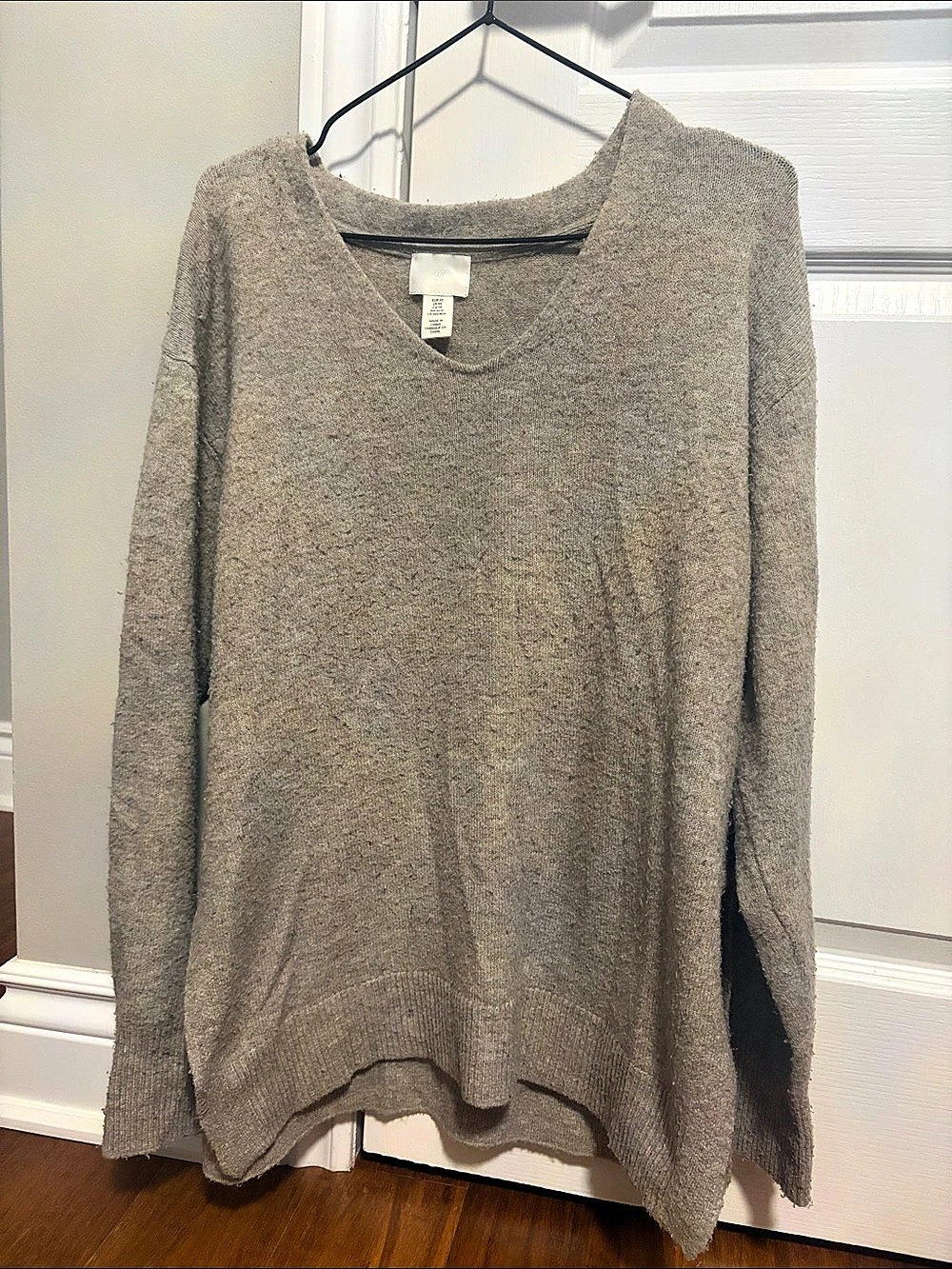 H&M Oversized V-Neck Sweater Brown XS